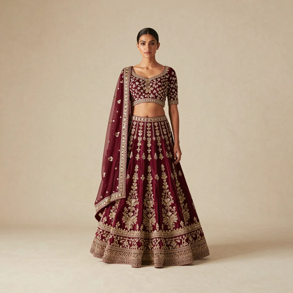 Garnet Zari Bridal Lehenga