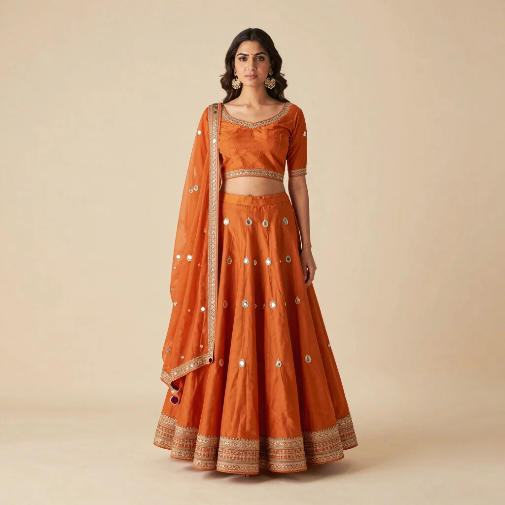 Kesariya Mirror Lehenga